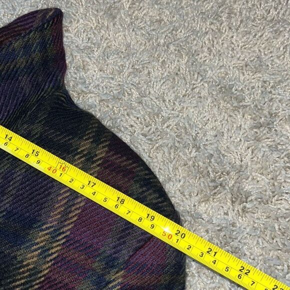 Vintage 90s KL by Karl Lagerfeld Plaid Double Breasted Blazer Wool Purple and Gr - Picture 9 of 16